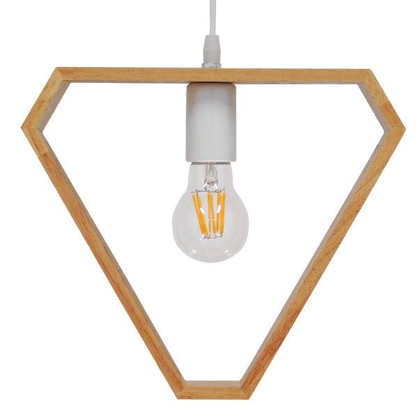 GloboStar® ELISE 01430 Μοντέρνο Κρεμαστό Φωτιστικό Οροφής Μονόφωτο Μπεζ Ξύλινο Δρυς Μ29 x Π8 x Υ28cm - ledmania.gr