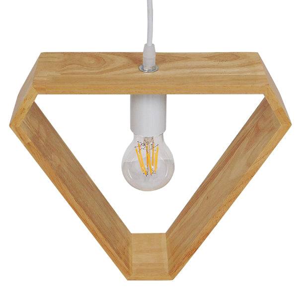 GloboStar® ELISE 01430 Μοντέρνο Κρεμαστό Φωτιστικό Οροφής Μονόφωτο Μπεζ Ξύλινο Δρυς Μ29 x Π8 x Υ28cm - ledmania.gr