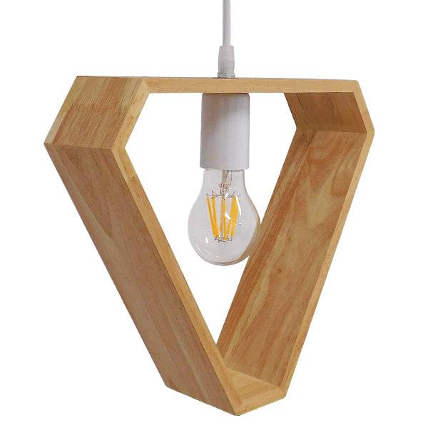 GloboStar® ELISE 01430 Μοντέρνο Κρεμαστό Φωτιστικό Οροφής Μονόφωτο Μπεζ Ξύλινο Δρυς Μ29 x Π8 x Υ28cm - ledmania.gr