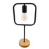 GloboStar® HONOR SQUARE 01435 Μοντέρνο Επιτραπέζιο Φωτιστικό Πορτατίφ Μονόφωτο Μαύρο Μεταλλικό με Ξύλινη Βάση Δρυς Μ20 x Π20 x Υ42cm - ledmania.gr