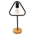 GloboStar® HONOR TRIANGLE 01436 Μοντέρνο Επιτραπέζιο Φωτιστικό Πορτατίφ Μονόφωτο Μαύρο Μεταλλικό με Ξύλινη Βάση Δρυς Μ20 x Π20 x Υ40cm - ledmania.gr