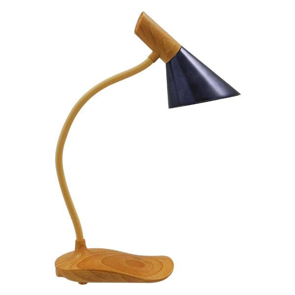 GloboStar® DRAPER 01437 Επαναφορτιζόμενο USB Φωτιστικό Γραφείου LED 6 Watt Μονόφωτο Μεταλλικό σε Απόχρωση Ξύλου με Μαύρο Καπέλο Λευκό Ημέρας 4500K - ledmania.gr