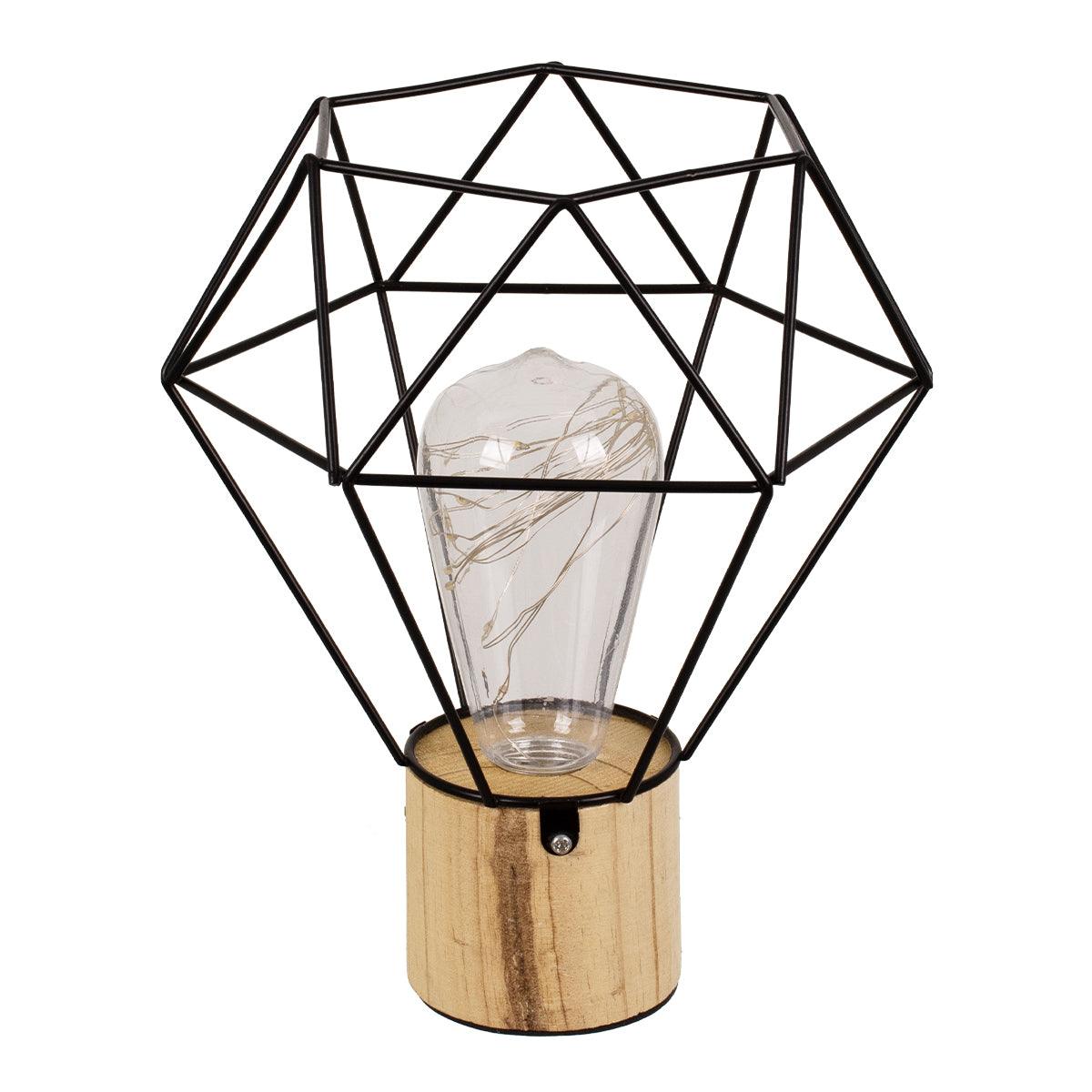 GloboStar® ANTLER 01441 Μοντέρνο Επιτραπέζιο Φωτιστικό Γραφείου LED USB DC 5V Μονόφωτο Μεταλλικό Μαύρο με Ξύλινη Βάση Θερμό Λευκό 3000K Φ19 x Μ19 x Π19 x Υ23cm - ledmania.gr