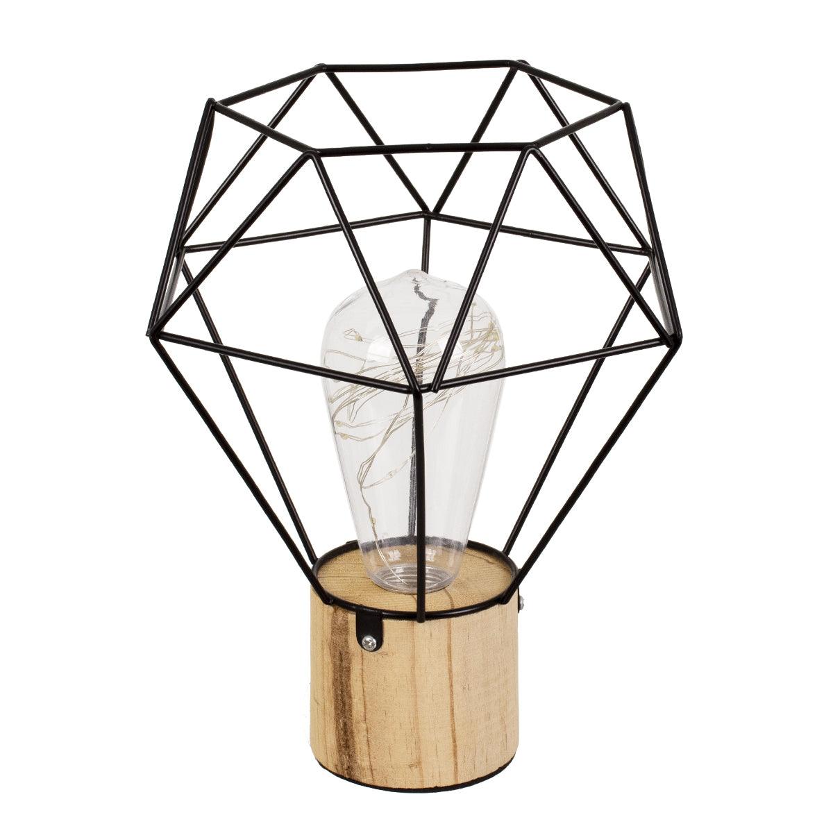 GloboStar® ANTLER 01441 Μοντέρνο Επιτραπέζιο Φωτιστικό Γραφείου LED USB DC 5V Μονόφωτο Μεταλλικό Μαύρο με Ξύλινη Βάση Θερμό Λευκό 3000K Φ19 x Μ19 x Π19 x Υ23cm - ledmania.gr