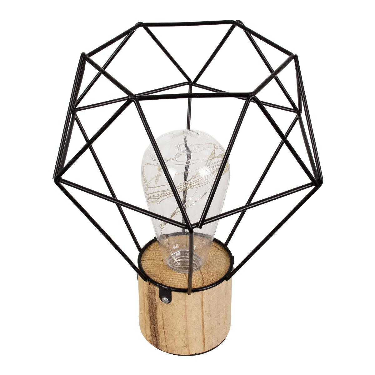 GloboStar® ANTLER 01441 Μοντέρνο Επιτραπέζιο Φωτιστικό Γραφείου LED USB DC 5V Μονόφωτο Μεταλλικό Μαύρο με Ξύλινη Βάση Θερμό Λευκό 3000K Φ19 x Μ19 x Π19 x Υ23cm - ledmania.gr