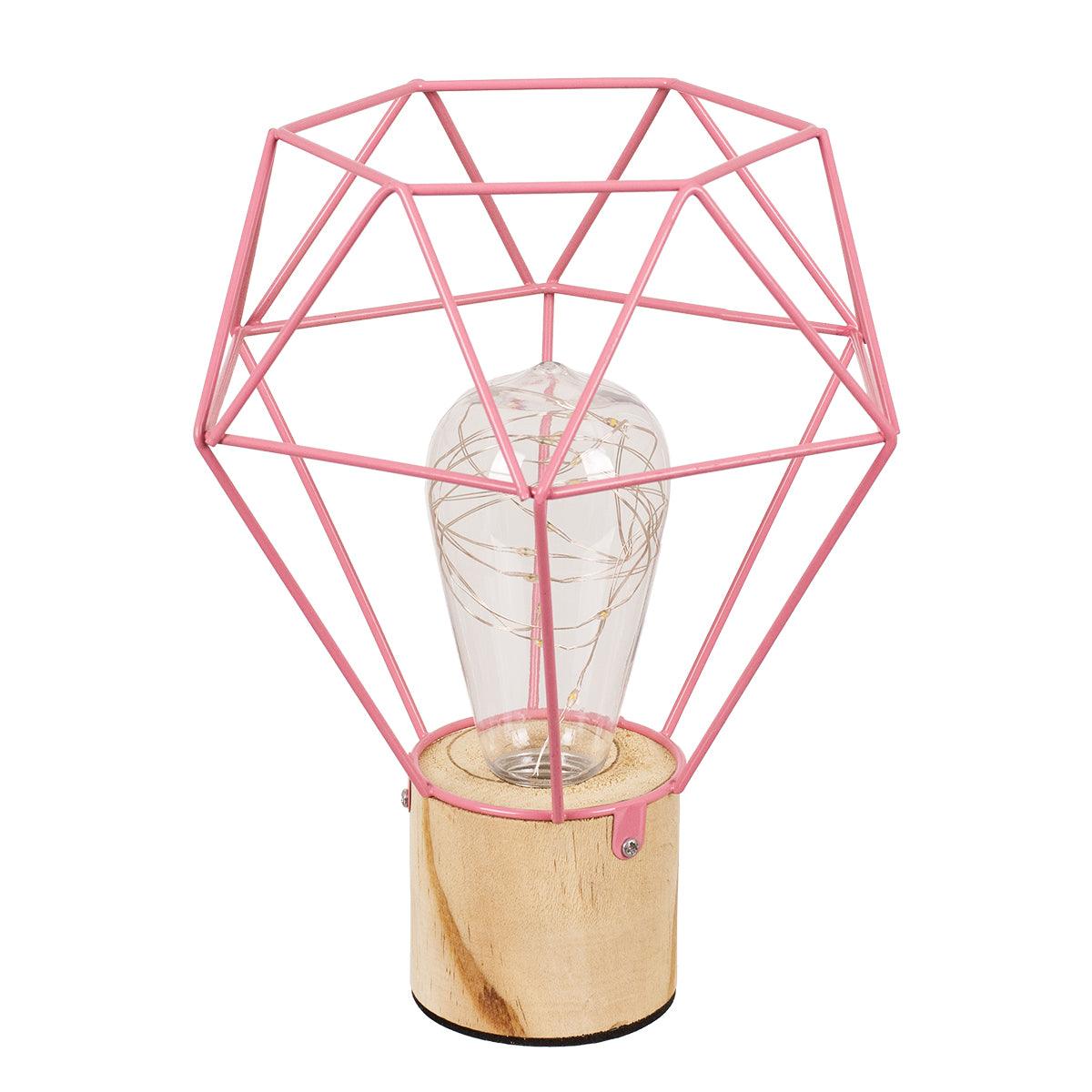 GloboStar® ANTLER 01442 Μοντέρνο Επιτραπέζιο Φωτιστικό Γραφείου LED USB DC 5V Μονόφωτο Μεταλλικό Ροζ με Ξύλινη Βάση Θερμό Λευκό 3000K Φ19 x Μ19 x Π19 x Υ23cm - ledmania.gr