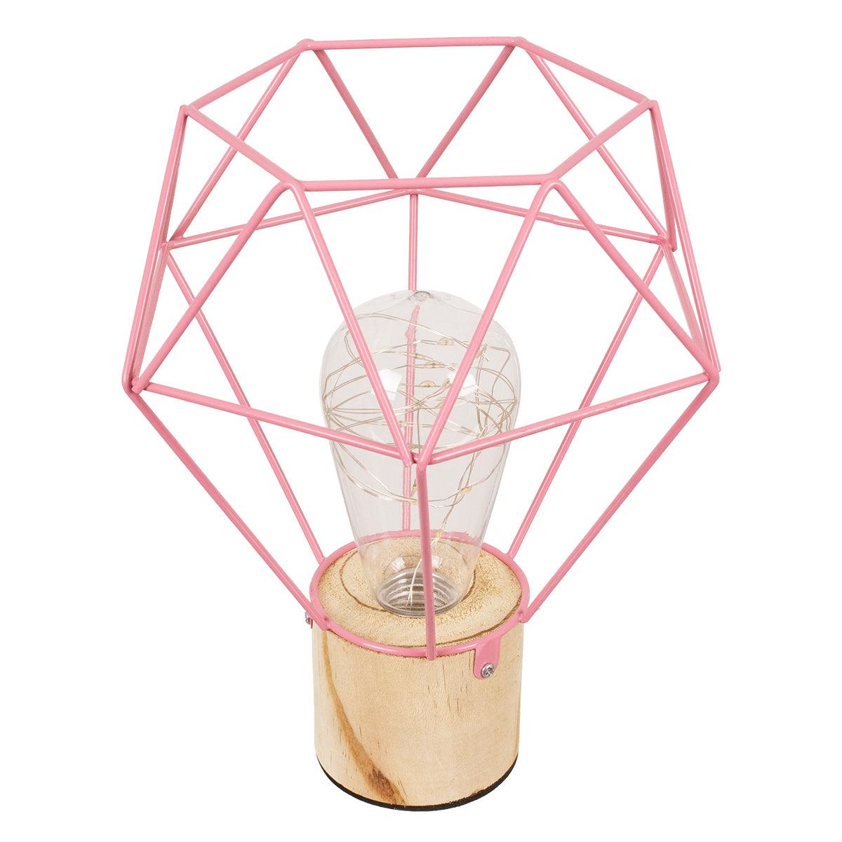GloboStar® ANTLER 01442 Μοντέρνο Επιτραπέζιο Φωτιστικό Γραφείου LED USB DC 5V Μονόφωτο Μεταλλικό Ροζ με Ξύλινη Βάση Θερμό Λευκό 3000K Φ19 x Μ19 x Π19 x Υ23cm - ledmania.gr