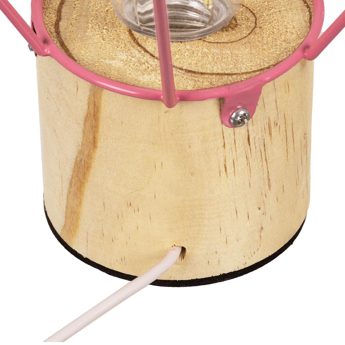 GloboStar® ANTLER 01442 Μοντέρνο Επιτραπέζιο Φωτιστικό Γραφείου LED USB DC 5V Μονόφωτο Μεταλλικό Ροζ με Ξύλινη Βάση Θερμό Λευκό 3000K Φ19 x Μ19 x Π19 x Υ23cm - ledmania.gr