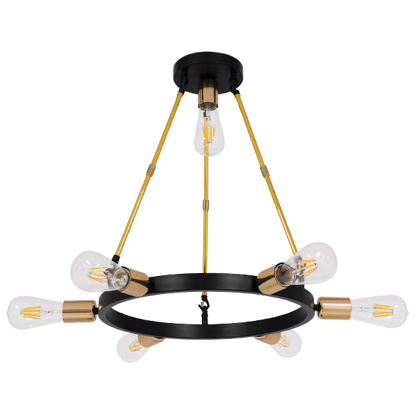 GloboStar® SAILOR 01445 Μοντέρνο Φωτιστικό Οροφής Πολύφωτο Μαύρο Χρυσό Μεταλλικό Φ55 x Y55cm - ledmania.gr