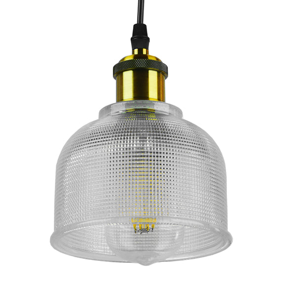 GloboStar® SEGRETO 01447 Vintage Κρεμαστό Φωτιστικό Οροφής Μονόφωτο Γυάλινο Διάφανο Καμπάνα με Χρυσό Ντουί Φ14 x 18cm - ledmania.gr