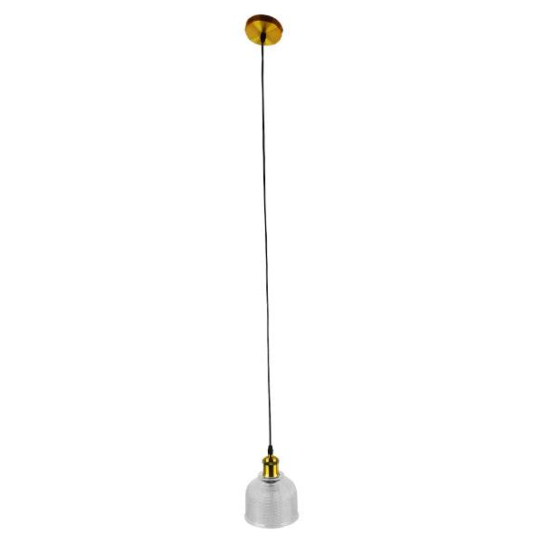 GloboStar® SEGRETO 01447 Vintage Κρεμαστό Φωτιστικό Οροφής Μονόφωτο Γυάλινο Διάφανο Καμπάνα με Χρυσό Ντουί Φ14 x 18cm - ledmania.gr