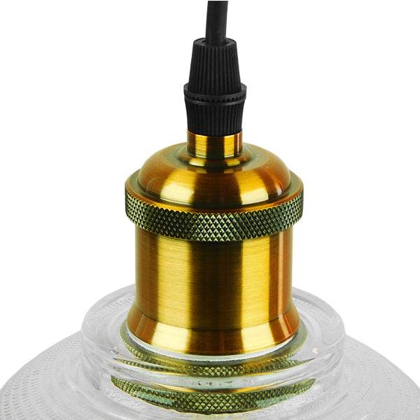 GloboStar® SEGRETO 01447 Vintage Κρεμαστό Φωτιστικό Οροφής Μονόφωτο Γυάλινο Διάφανο Καμπάνα με Χρυσό Ντουί Φ14 x 18cm - ledmania.gr