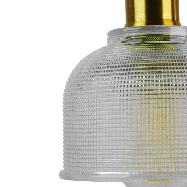 GloboStar® SEGRETO 01447 Vintage Κρεμαστό Φωτιστικό Οροφής Μονόφωτο Γυάλινο Διάφανο Καμπάνα με Χρυσό Ντουί Φ14 x 18cm - ledmania.gr