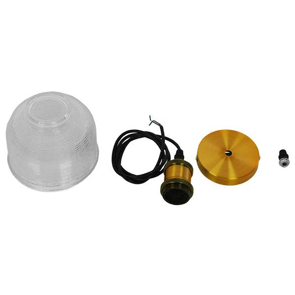 GloboStar® SEGRETO 01447 Vintage Κρεμαστό Φωτιστικό Οροφής Μονόφωτο Γυάλινο Διάφανο Καμπάνα με Χρυσό Ντουί Φ14 x 18cm - ledmania.gr