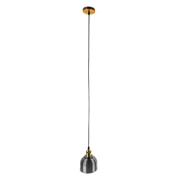 GloboStar® SEGRETO 01449 Vintage Κρεμαστό Φωτιστικό Οροφής Μονόφωτο Μαύρο Γυάλινο Διάφανο Καμπάνα με Χρυσό Ντουί Φ14 x Υ18cm - ledmania.gr