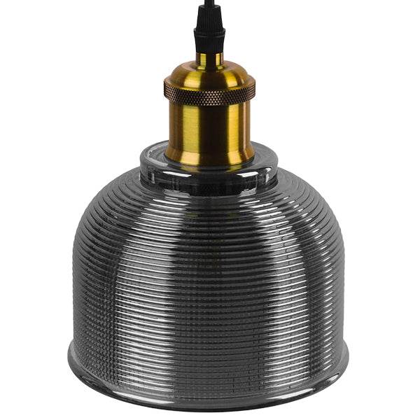 GloboStar® SEGRETO 01449 Vintage Κρεμαστό Φωτιστικό Οροφής Μονόφωτο Μαύρο Γυάλινο Διάφανο Καμπάνα με Χρυσό Ντουί Φ14 x Υ18cm - ledmania.gr