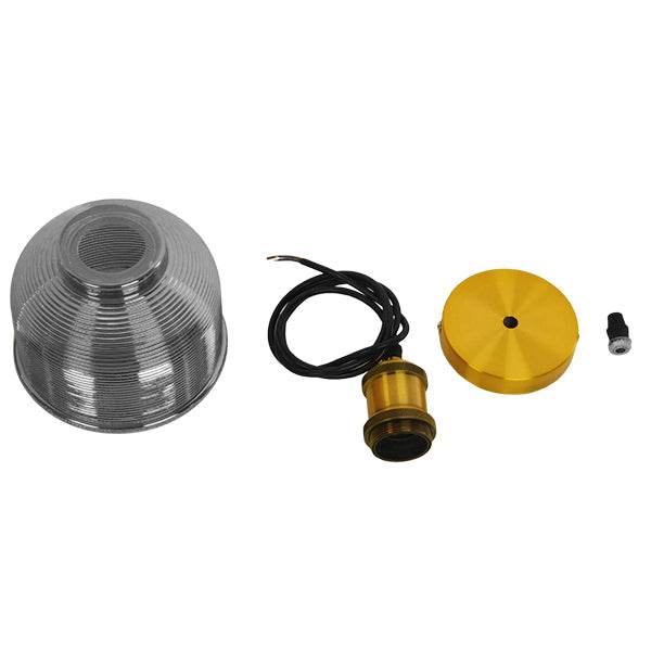 GloboStar® SEGRETO 01449 Vintage Κρεμαστό Φωτιστικό Οροφής Μονόφωτο Μαύρο Γυάλινο Διάφανο Καμπάνα με Χρυσό Ντουί Φ14 x Υ18cm - ledmania.gr