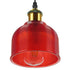 GloboStar® SEGRETO 01450 Vintage Κρεμαστό Φωτιστικό Οροφής Μονόφωτο Κόκκινο Γυάλινο Διάφανο Καμπάνα με Χρυσό Ντουί Φ14 x Υ18cm - ledmania.gr