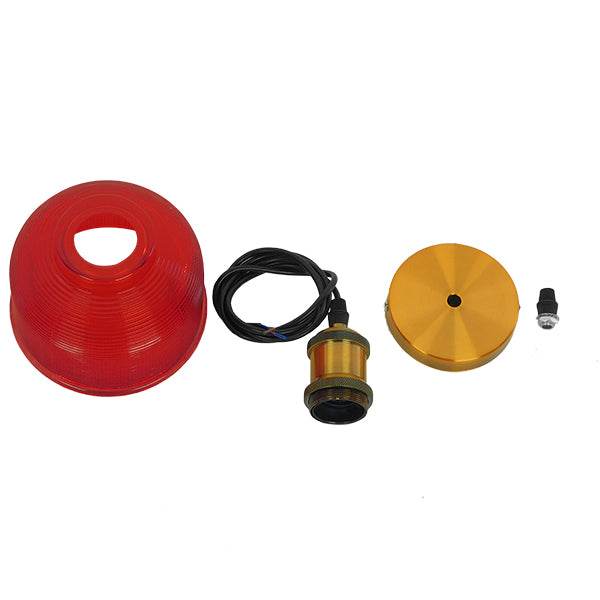 GloboStar® SEGRETO 01450 Vintage Κρεμαστό Φωτιστικό Οροφής Μονόφωτο Κόκκινο Γυάλινο Διάφανο Καμπάνα με Χρυσό Ντουί Φ14 x Υ18cm - ledmania.gr