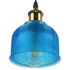 GloboStar® SEGRETO 01452 Vintage Κρεμαστό Φωτιστικό Οροφής Μονόφωτο Μπλε Γυάλινο Διάφανο Καμπάνα με Χρυσό Ντουί Φ14 x Υ18cm - ledmania.gr