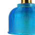 GloboStar® SEGRETO 01452 Vintage Κρεμαστό Φωτιστικό Οροφής Μονόφωτο Μπλε Γυάλινο Διάφανο Καμπάνα με Χρυσό Ντουί Φ14 x Υ18cm - ledmania.gr