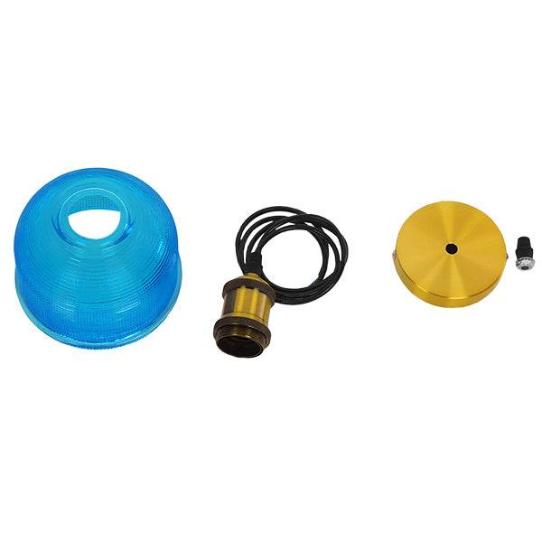 GloboStar® SEGRETO 01452 Vintage Κρεμαστό Φωτιστικό Οροφής Μονόφωτο Μπλε Γυάλινο Διάφανο Καμπάνα με Χρυσό Ντουί Φ14 x Υ18cm - ledmania.gr