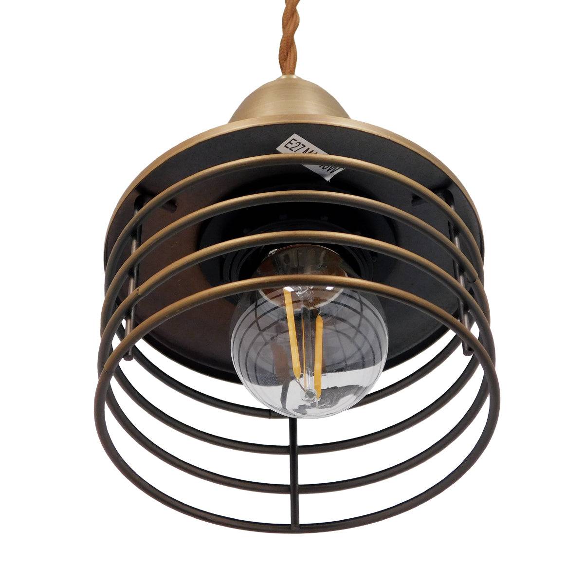 GloboStar® MANHATTAN 01454 Μοντέρνο Industrial Κρεμαστό Φωτιστικό Οροφής Μονόφωτο Μεταλλικό Χρυσό Καμπάνα Φ11 x Υ14cm - ledmania.gr