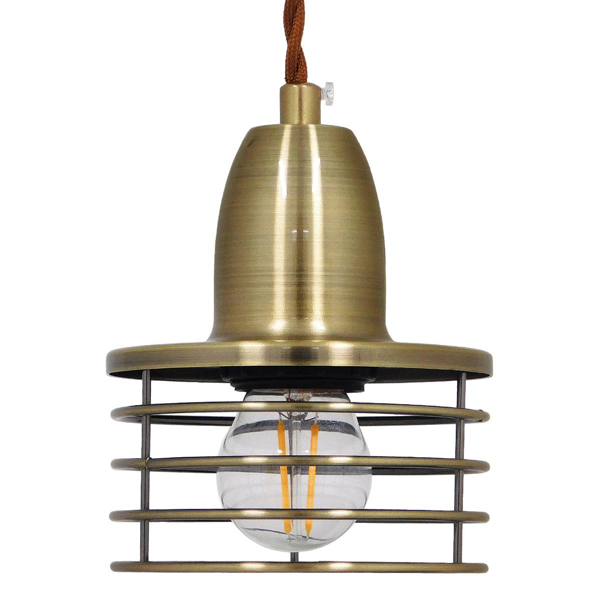 GloboStar® MANHATTAN 01455 Μοντέρνο Industrial Κρεμαστό Φωτιστικό Οροφής Μονόφωτο Μεταλλικό Μπρούτζινο Καμπάνα Φ11 x Υ14cm - ledmania.gr