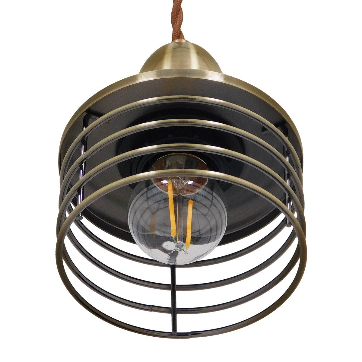 GloboStar® MANHATTAN 01455 Μοντέρνο Industrial Κρεμαστό Φωτιστικό Οροφής Μονόφωτο Μεταλλικό Μπρούτζινο Καμπάνα Φ11 x Υ14cm - ledmania.gr