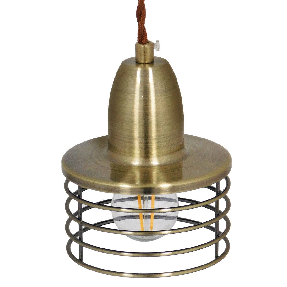 GloboStar® MANHATTAN 01455 Μοντέρνο Industrial Κρεμαστό Φωτιστικό Οροφής Μονόφωτο Μεταλλικό Μπρούτζινο Καμπάνα Φ11 x Υ14cm - ledmania.gr