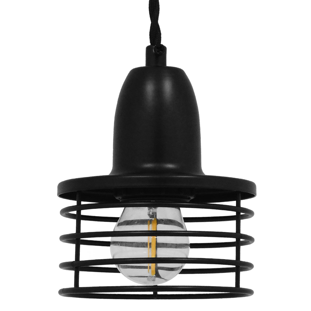 GloboStar® MANHATTAN 01456 Μοντέρνο Industrial Κρεμαστό Φωτιστικό Οροφής Μονόφωτο Μεταλλικό Μαύρο Καμπάνα Φ11 x Υ14cm - ledmania.gr