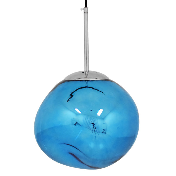 GloboStar® DIXAR 01463 Μοντέρνο Κρεμαστό Φωτιστικό Οροφής Μονόφωτο Γυάλινο Μπλε Φ28 x Υ40cm - ledmania.gr