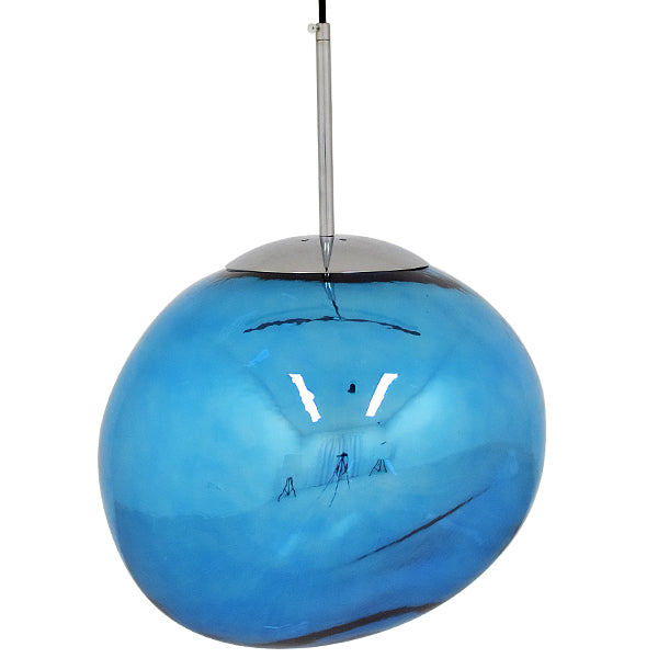 GloboStar® DIXAR BLUE 01467 Μοντέρνο Κρεμαστό Φωτιστικό Οροφής Μονόφωτο Γυάλινο Μπλε Φ36 x Υ45cm - ledmania.gr