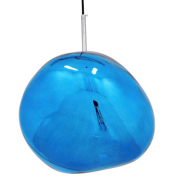 GloboStar® DIXAR BLUE 01467 Μοντέρνο Κρεμαστό Φωτιστικό Οροφής Μονόφωτο Γυάλινο Μπλε Φ36 x Υ45cm - ledmania.gr