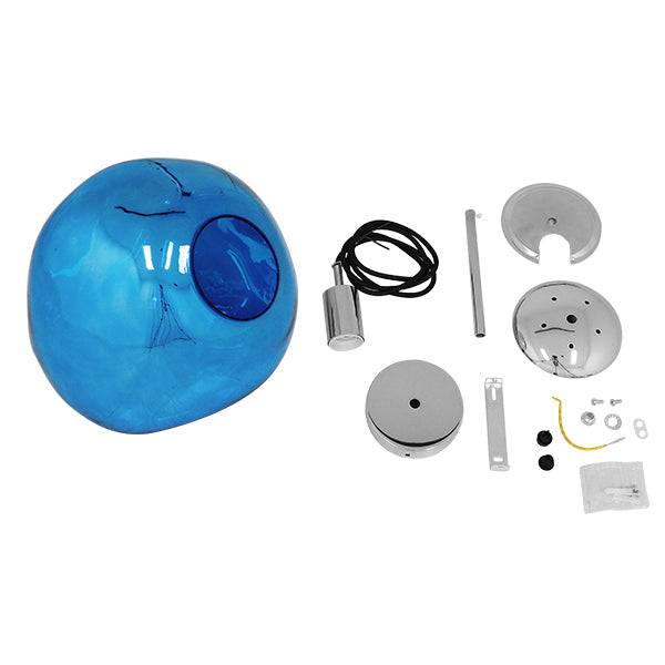 GloboStar® DIXAR BLUE 01467 Μοντέρνο Κρεμαστό Φωτιστικό Οροφής Μονόφωτο Γυάλινο Μπλε Φ36 x Υ45cm - ledmania.gr