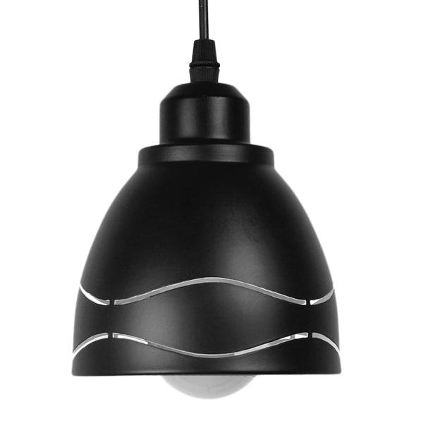 GloboStar® LAGUNA 01477 Μοντέρνο Κρεμαστό Φωτιστικό Οροφής Μονόφωτο Μεταλλικό Μαύρο Λευκό Καμπάνα Φ13 x Υ14cm - ledmania.gr