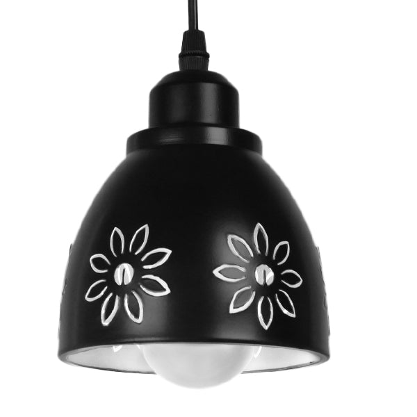 GloboStar® MARGARETA 01479 Μοντέρνο Κρεμαστό Φωτιστικό Οροφής Μονόφωτο Μεταλλικό Μαύρο Λευκό Καμπάνα Φ13 x Υ14cm - ledmania.gr