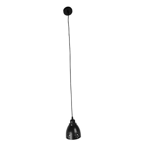 GloboStar® MARGARETA 01479 Μοντέρνο Κρεμαστό Φωτιστικό Οροφής Μονόφωτο Μεταλλικό Μαύρο Λευκό Καμπάνα Φ13 x Υ14cm - ledmania.gr