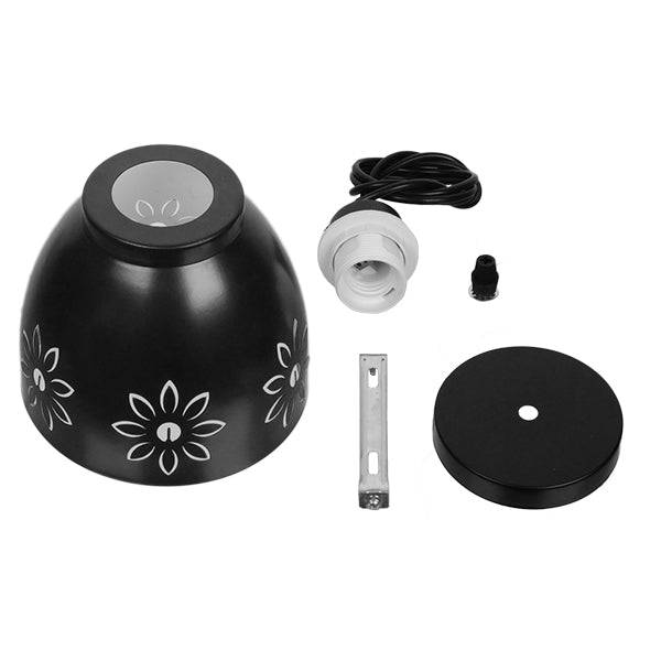 GloboStar® MARGARETA 01479 Μοντέρνο Κρεμαστό Φωτιστικό Οροφής Μονόφωτο Μεταλλικό Μαύρο Λευκό Καμπάνα Φ13 x Υ14cm - ledmania.gr