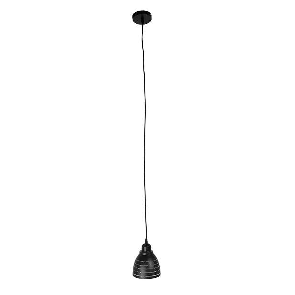 GloboStar® LINE STARS 01483 Μοντέρνο Κρεμαστό Φωτιστικό Οροφής Μονόφωτο Μεταλλικό Μαύρο Λευκό Καμπάνα Φ13 x Υ14cm - ledmania.gr