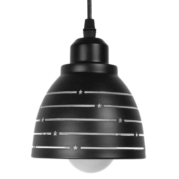 GloboStar® LINE STARS 01483 Μοντέρνο Κρεμαστό Φωτιστικό Οροφής Μονόφωτο Μεταλλικό Μαύρο Λευκό Καμπάνα Φ13 x Υ14cm - ledmania.gr