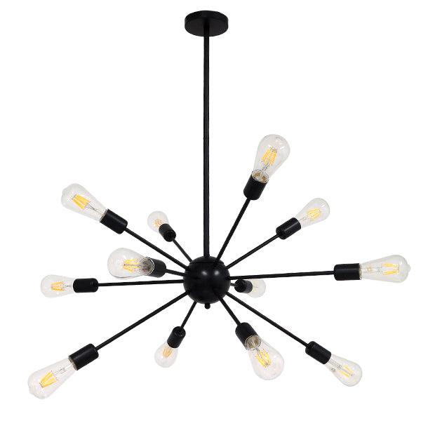 GloboStar® MILANO 01486 Μοντέρνο Industrial Φωτιστικό Οροφής Πολύφωτο Μαύρο Μεταλλικό Φ80 x Y78cm - ledmania.gr