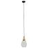 GloboStar® NOAH 01491 Μοντέρνο Κρεμαστό Φωτιστικό Οροφής Μονόφωτο Γυάλινο με Ξύλο Διάφανο Φ16 x Υ30cm - ledmania.gr