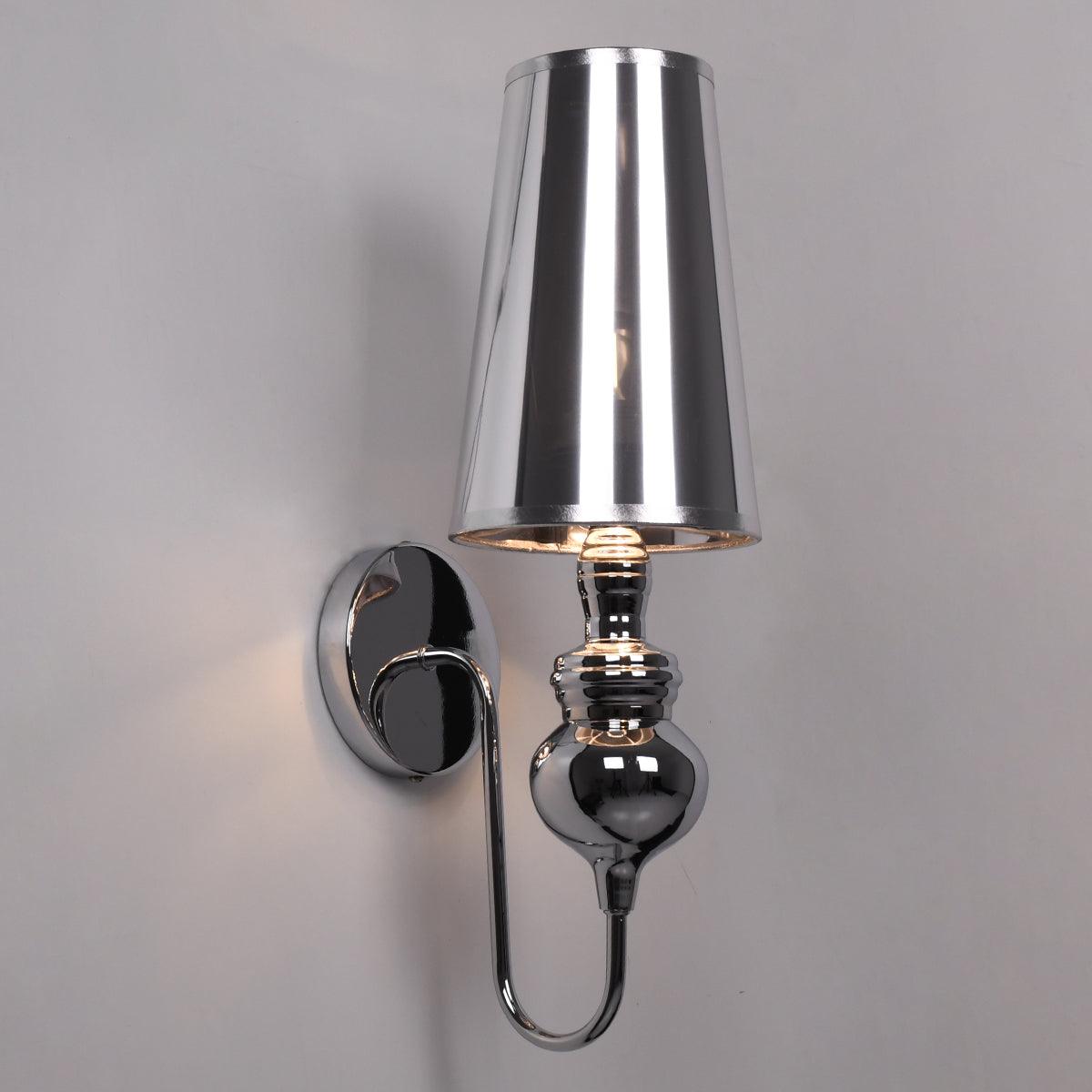 GloboStar® LAURA 01498 Μοντέρνο Φωτιστικό Τοίχου Απλίκα Μονόφωτο Μεταλλικό Ασημί Νίκελ Φ15 x Μ15 x Π21 x Y48cm - ledmania.gr