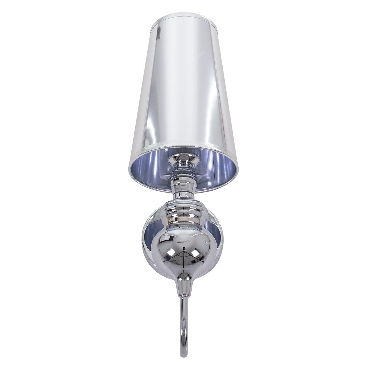 GloboStar® LAURA 01498 Μοντέρνο Φωτιστικό Τοίχου Απλίκα Μονόφωτο Μεταλλικό Ασημί Νίκελ Φ15 x Μ15 x Π21 x Y48cm - ledmania.gr