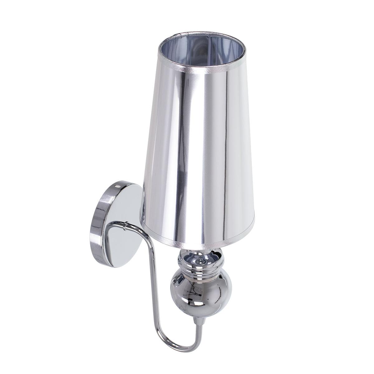 GloboStar® LAURA 01498 Μοντέρνο Φωτιστικό Τοίχου Απλίκα Μονόφωτο Μεταλλικό Ασημί Νίκελ Φ15 x Μ15 x Π21 x Y48cm - ledmania.gr