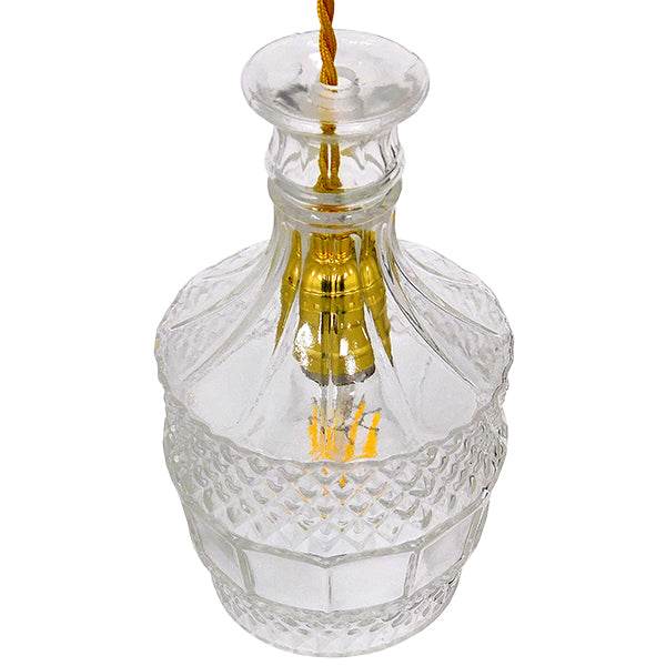 GloboStar® WHISKEY 01513 Vintage Κρεμαστό Φωτιστικό Οροφής Μονόφωτο Γυάλινο Διάφανο Φ13 x Υ22cm - ledmania.gr