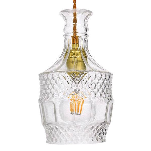 GloboStar® WHISKEY 01513 Vintage Κρεμαστό Φωτιστικό Οροφής Μονόφωτο Γυάλινο Διάφανο Φ13 x Υ22cm - ledmania.gr