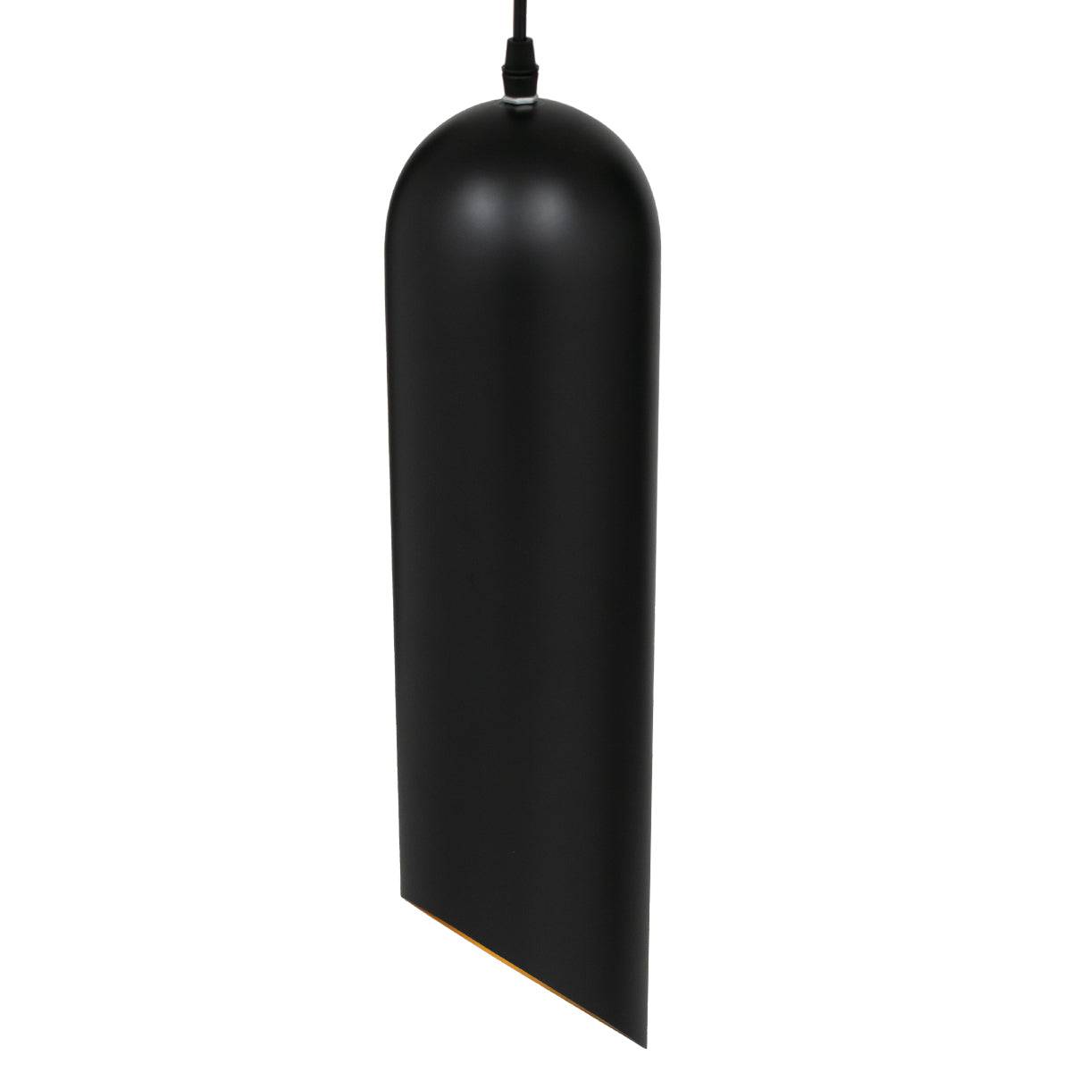 GloboStar® CARSON 01528 Μοντέρνο Κρεμαστό Φωτιστικό Οροφής Μονόφωτο Μαύρο - Χρυσό Μεταλλικό Καμπάνα Φ12 x Υ52cm - ledmania.gr