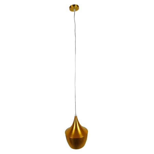 GloboStar® SHANGHAI GOLD 01544 Μοντέρνο Κρεμαστό Φωτιστικό Οροφής Μονόφωτο Χρυσό Μεταλλικό Καμπάνα Φ24 x Y30cm - ledmania.gr